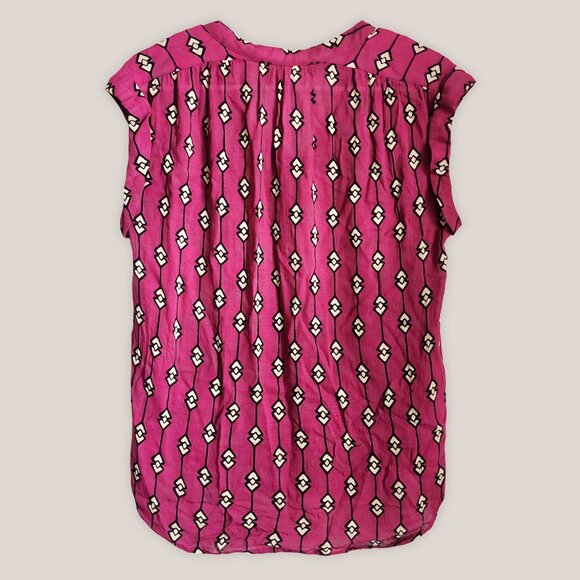 LUCKY BRAND Diamond Patterned Burgundy Boho Top - Picture 2 of 3